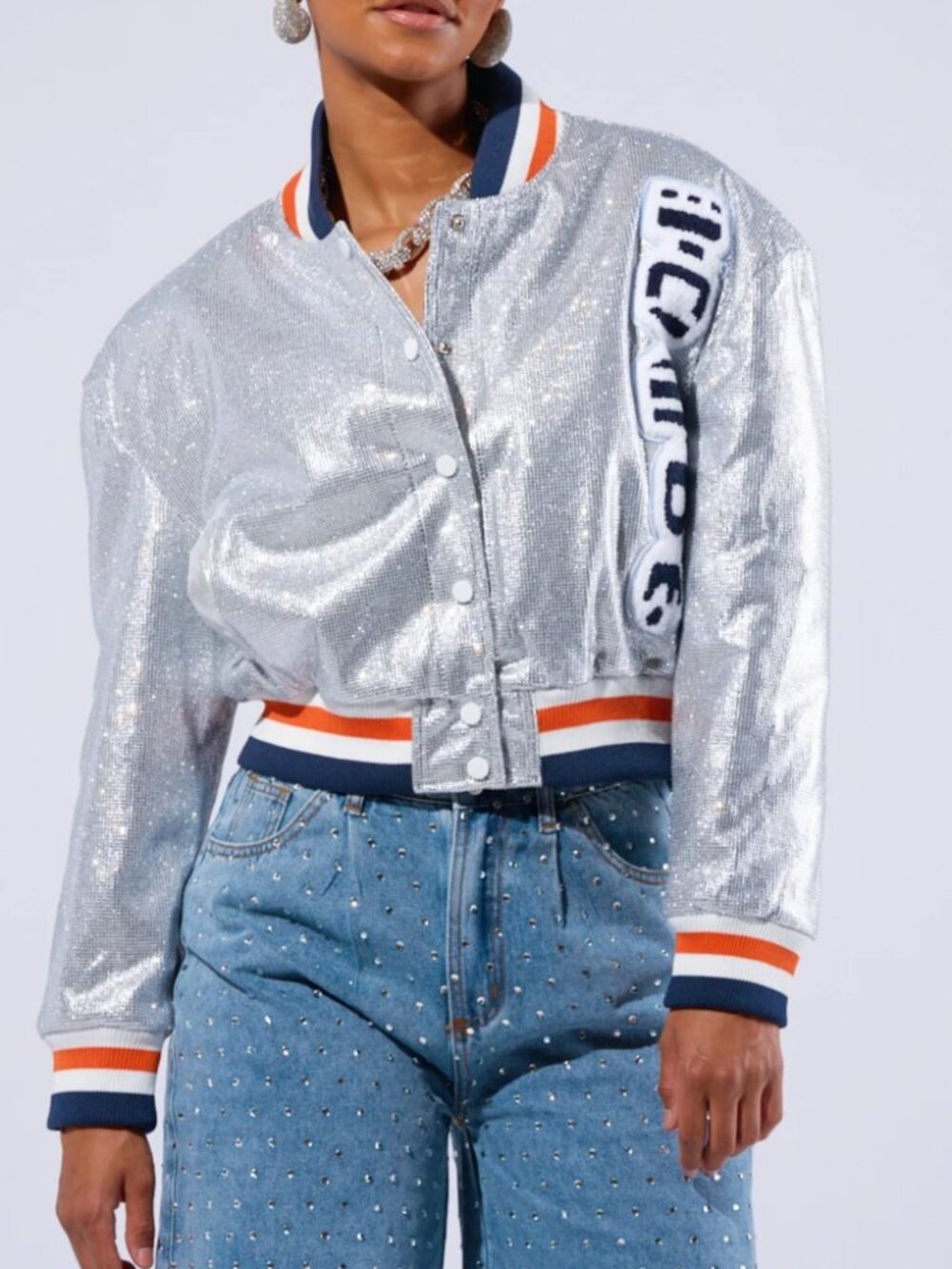 Akira Rhinestone Bomber Jacket